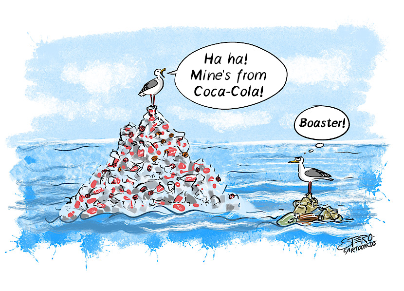 Cartoon: marine pollution - rubbish in the sea - Roth-Cartoons (EN)